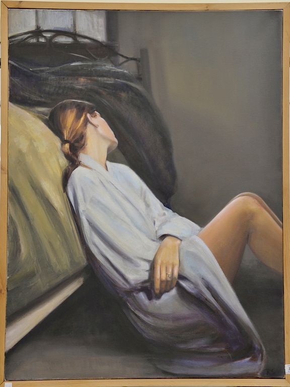 Appraisal: Rebekah Elaine Spencer oil on canvas untitled II portrait of