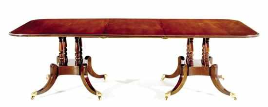 Appraisal: Regency style double-pedestal mahogany banquet table th century rectangular top