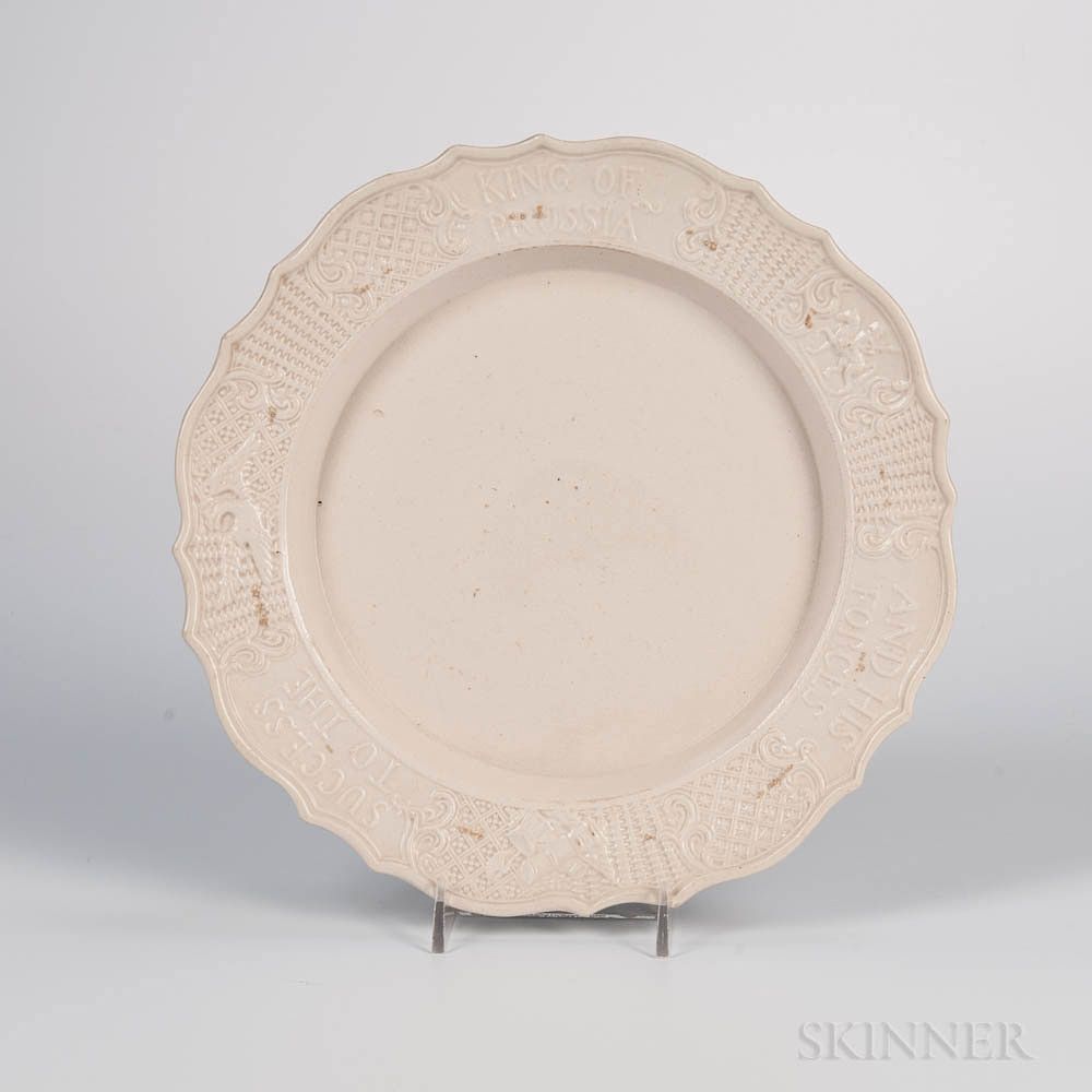 Appraisal: Staffordshire White Salt-glazed Stoneware King of Prussia Plate Staffordshire White