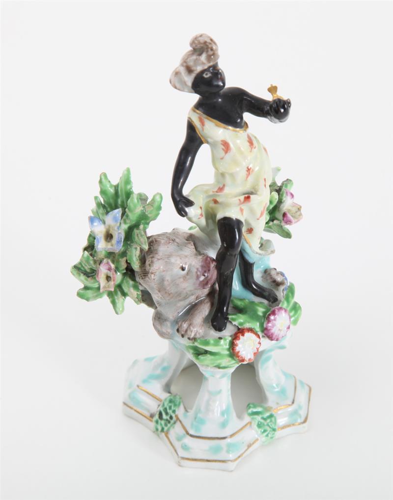 Appraisal: CHELSEA PORCELAIN FIGURE OF AFRICA With red anchor mark in