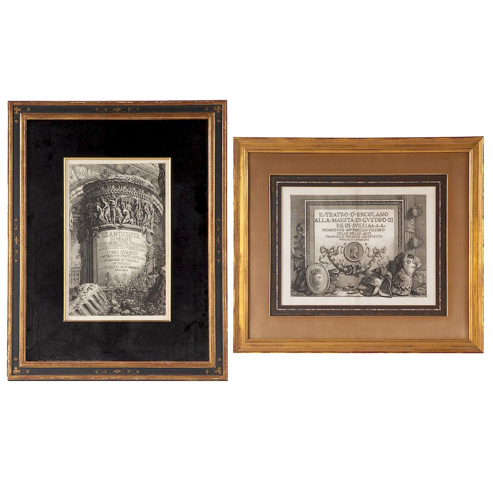 Appraisal: Giovanni B and Francesco Piranesi Two Engravings Giovanni Battista Piranesi