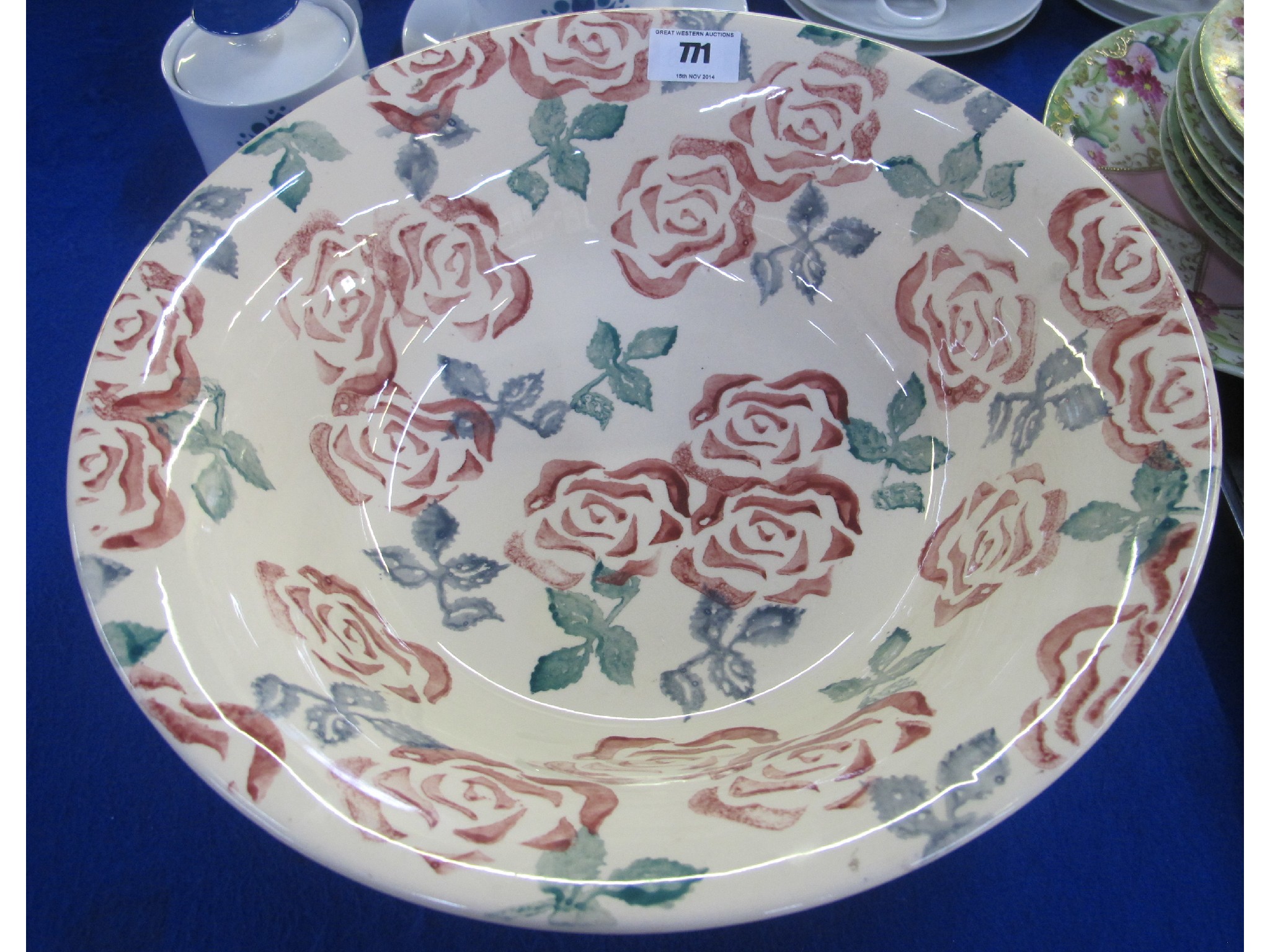 Appraisal: Emma Bridgewater spongeware rose pattern bowl