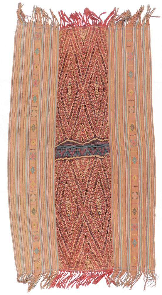 Appraisal: Old West Timor Ikat Embroidered Textile Man's mantle mau cotton