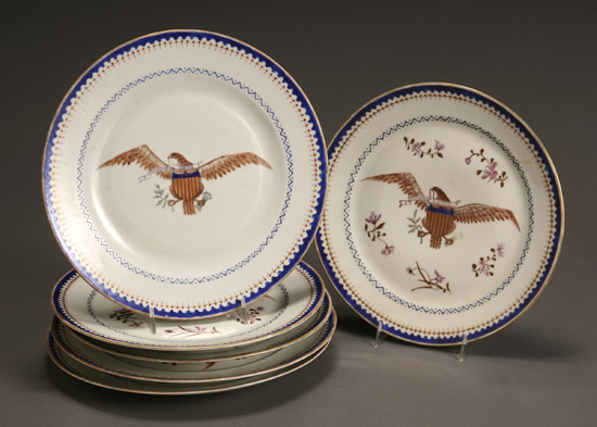 Appraisal: Assembled Set of Six Chinese Export 'American Eagle' Decorated Plates