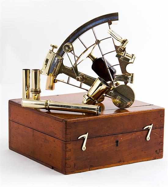 Appraisal: English brass sextant by Wilson Gillie dated September in fitted