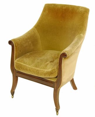 Appraisal: An early th century library armchair the curved back and