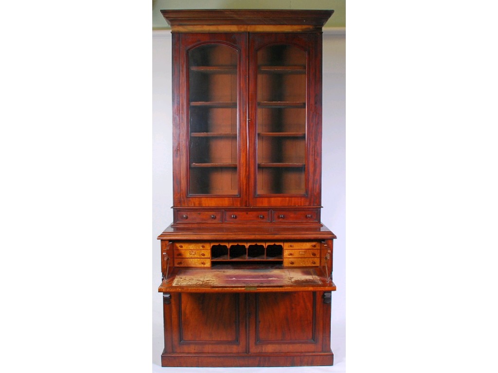 Appraisal: VICTORIAN LARGE MAHOGANY SECRETAIRE LIBRARY BOOKCASE the moulded cornice af