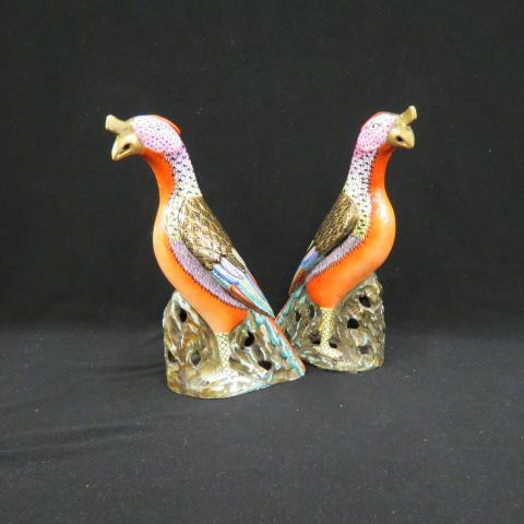 Appraisal: Pair of Chinese Porcelain Figurines of Birds tall