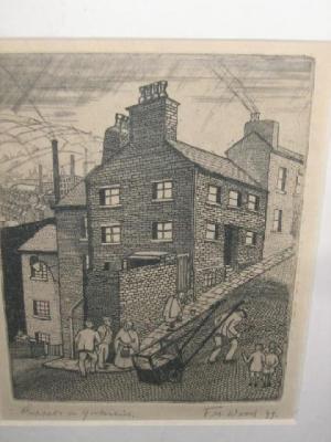 Appraisal: F M WOOD Puppets in Yorkshire etching signed and inscribed