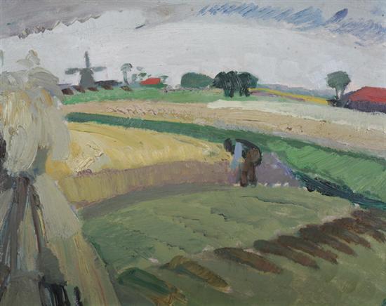 Appraisal: DUTCH SCHOOL th century WORKING THE LAND oil on board