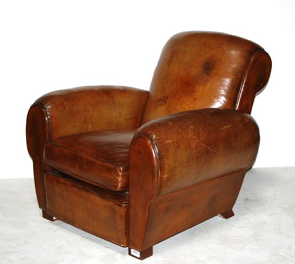 Appraisal: A French Art Deco leather club chair second quarter th