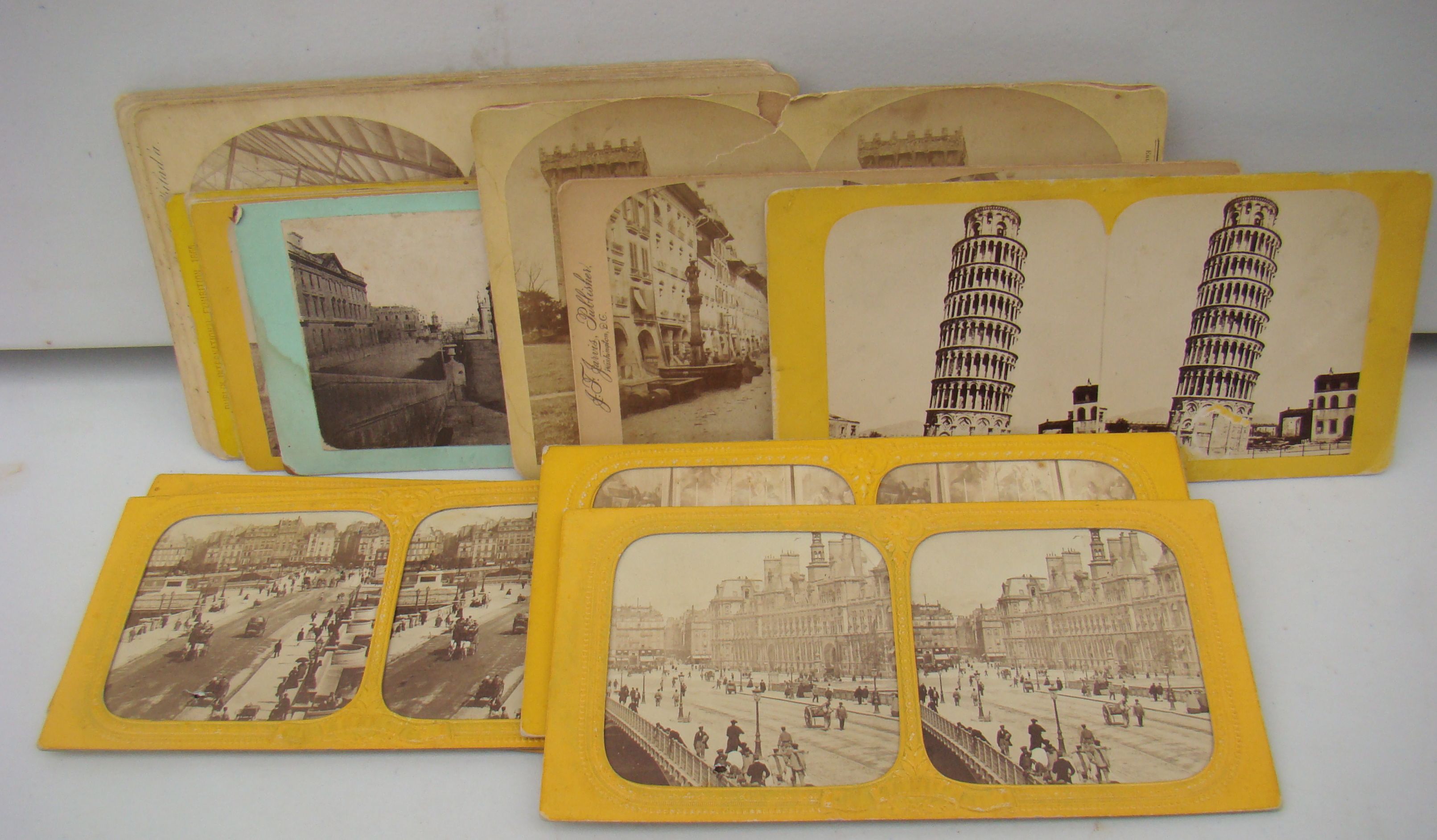 Appraisal: TWENTY-FIVE STEREOPTICON CARDS th CenturyNine depicting international exhibitions four transparent