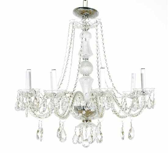 Appraisal: Continental cut-crystal eight-light chandelier crystal canopy hung with chains attached