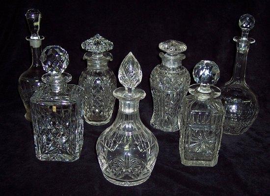 Appraisal: Six decanters various and a claret jug