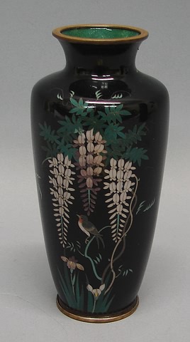 Appraisal: Meiji period Decorated with wisteria birds and irises on dark