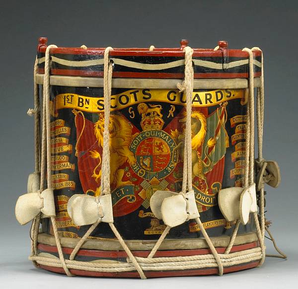 Appraisal: A regimental drum for the Scots Guardscirca - The brass