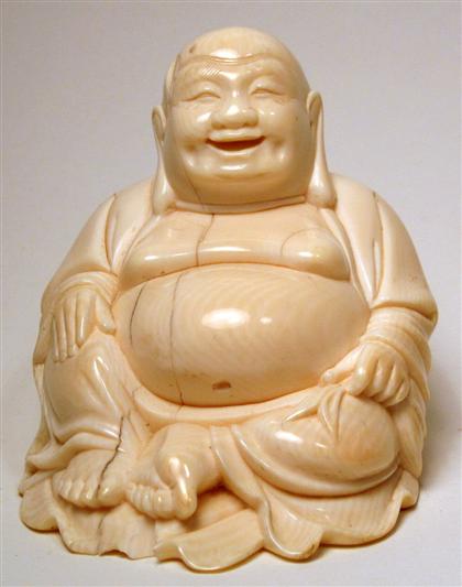 Appraisal: Chinese elephant ivory BuddhaSeated single section carving