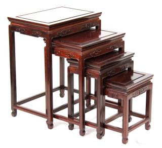 Appraisal: Chinese Wood Nesting Tables Chinese Wood Nesting Tables Largest inches