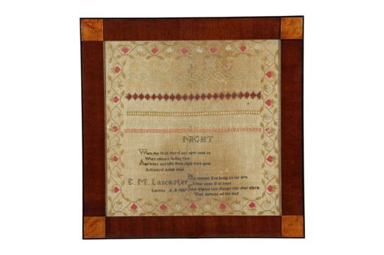 Appraisal: KENTUCKY SAMPLER Ellen Miles Lancaster Loretto Academy Marion County silk