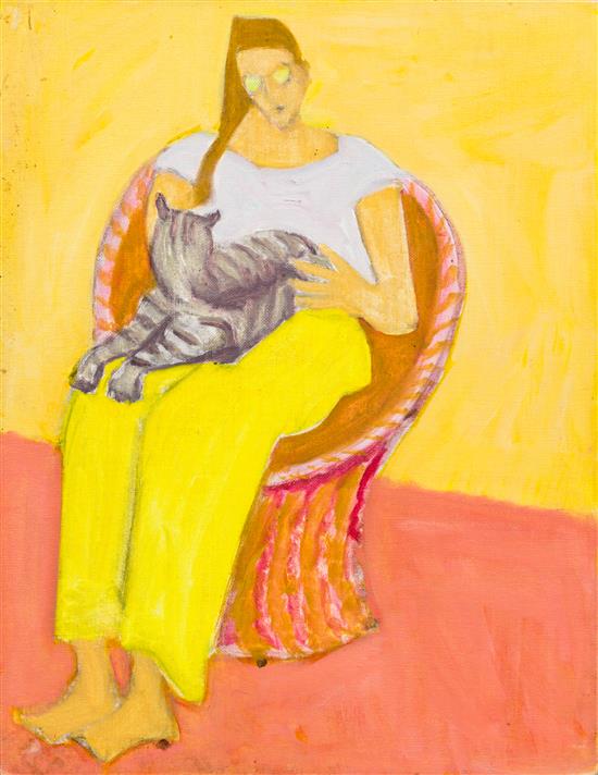 Appraisal: Sale Lot Sally Michel American Seated Lady with Cat oil