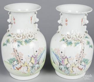 Appraisal: Pair of Chinese porcelain vases th c '' h together