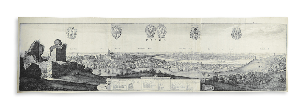 Appraisal: PRAGUE Hollar Wenceslaus Praga Engraved folding panoramic view of Prague