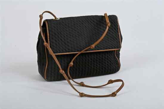 Appraisal: FENDI COTTON HANDBAG In stripe pattern The bag with leather