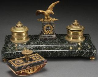 Appraisal: FRENCH EMPIRE REVIVAL INK STAND A FRENCH EMPIRE REVIVAL GILT