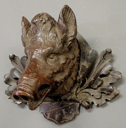 Appraisal: - Black Forest carved boar s head late th c