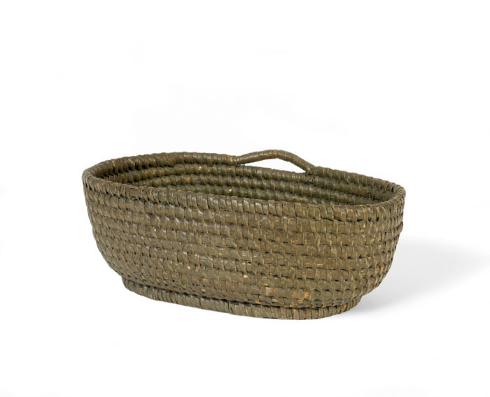 Appraisal: PENNSYLVANIA RYE STRAW COILED HANGING BASKET IN GREEN PAINT LATE