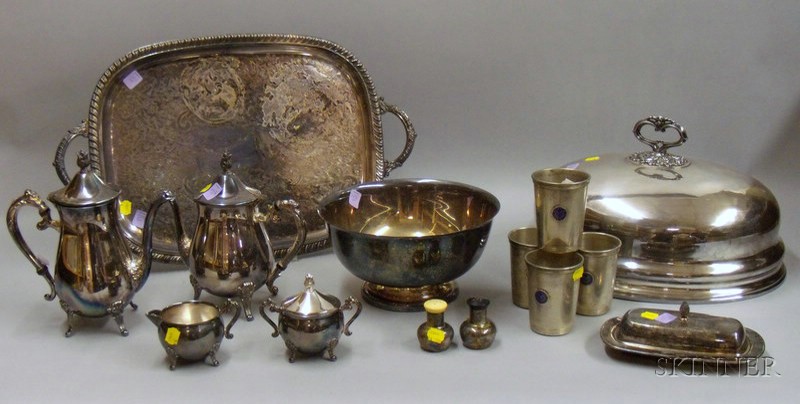 Appraisal: Group of Silver Plated Serving Items including a four-piece tea