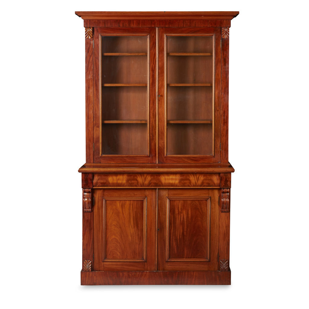 Appraisal: VICTORIAN MAHOGANY BOOKCASE CABINET LATE TH CENTURY the moulded cornice