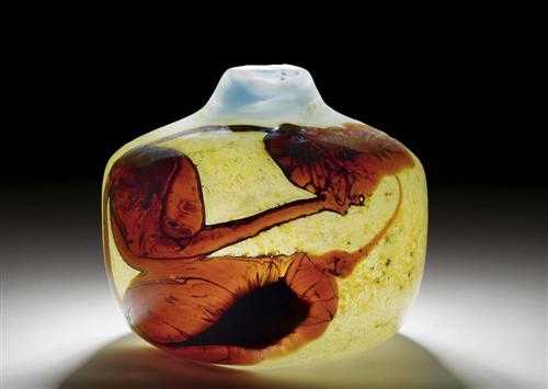 Appraisal: HERMAN SAMUEL VASE Marble glass Signed and dated under base