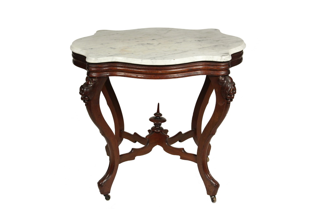 Appraisal: VICTORIAN MARBLE TOP TABLE - Turtletop Center Table with original