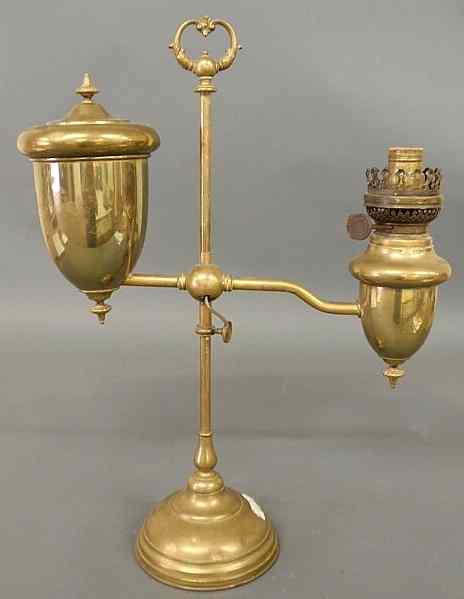 Appraisal: Brass and glass student lamp signed John Wanamaker converted to