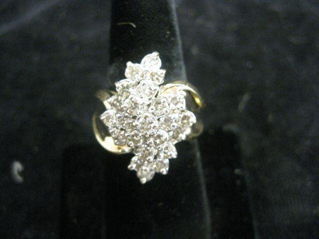 Appraisal: Diamond Ring bypass style cluster of round diamonds totaling carats