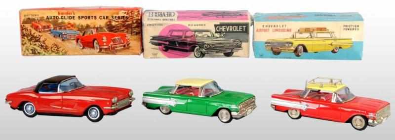 Appraisal: Lot of Tin Chevrolet Automobile Toys Description Japanese Working Includes