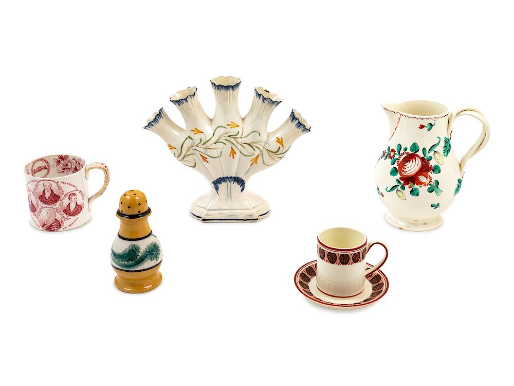 Appraisal: Five English Creamware and Pearlware Articles Five English Creamware and