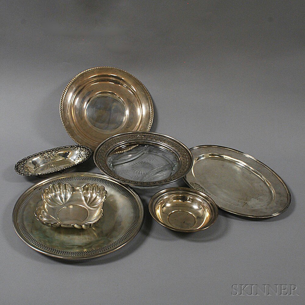 Appraisal: Seven Assorted Sterling Silver Serving Dishes a Richard Dimes round