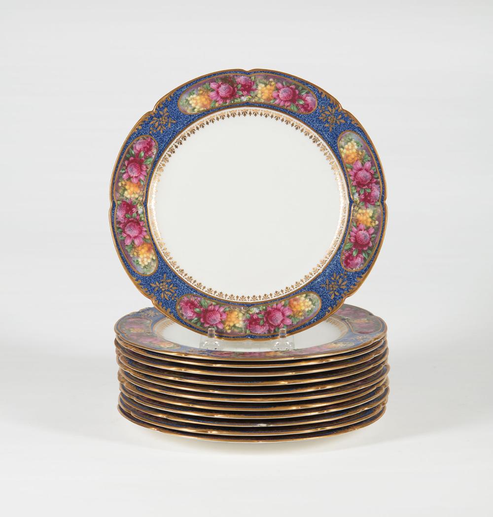 Appraisal: Twelve Royal Doulton Polychrome and Gilt Porcelain Plates c -