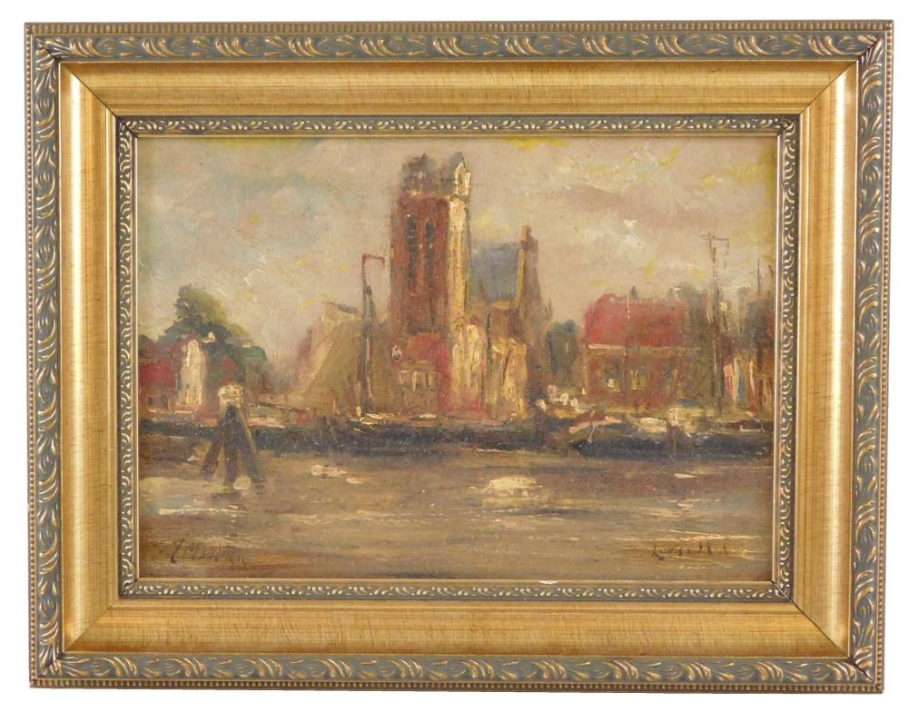 Appraisal: Louis van der Pol Dutch - Dutch Harbor Scene oil