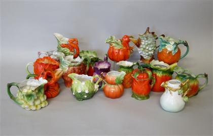 Appraisal: Group of fruit and vegetable ceramic creamers Including apple strawberry