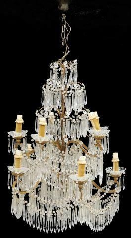 Appraisal: Italian gilt metal and crystal ten-light chandelier th c five