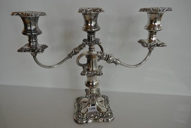 Appraisal: A WEIGHTED THREE BRANCH CANDELABRA