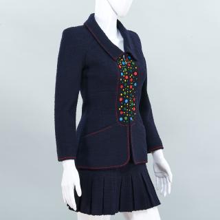 Appraisal: Chanel Boutique navy skirt suit Chanel Boutique navy skirt suit