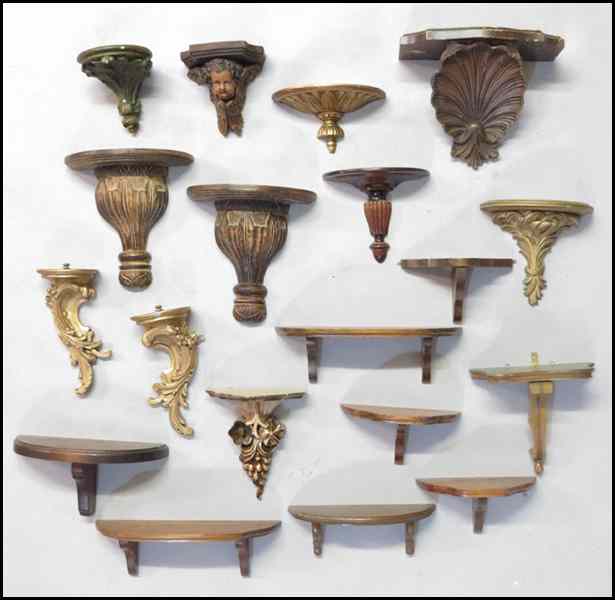 Appraisal: COLLECTION OF WALL BRACKETS Giltwood plaster and carved wood Condition