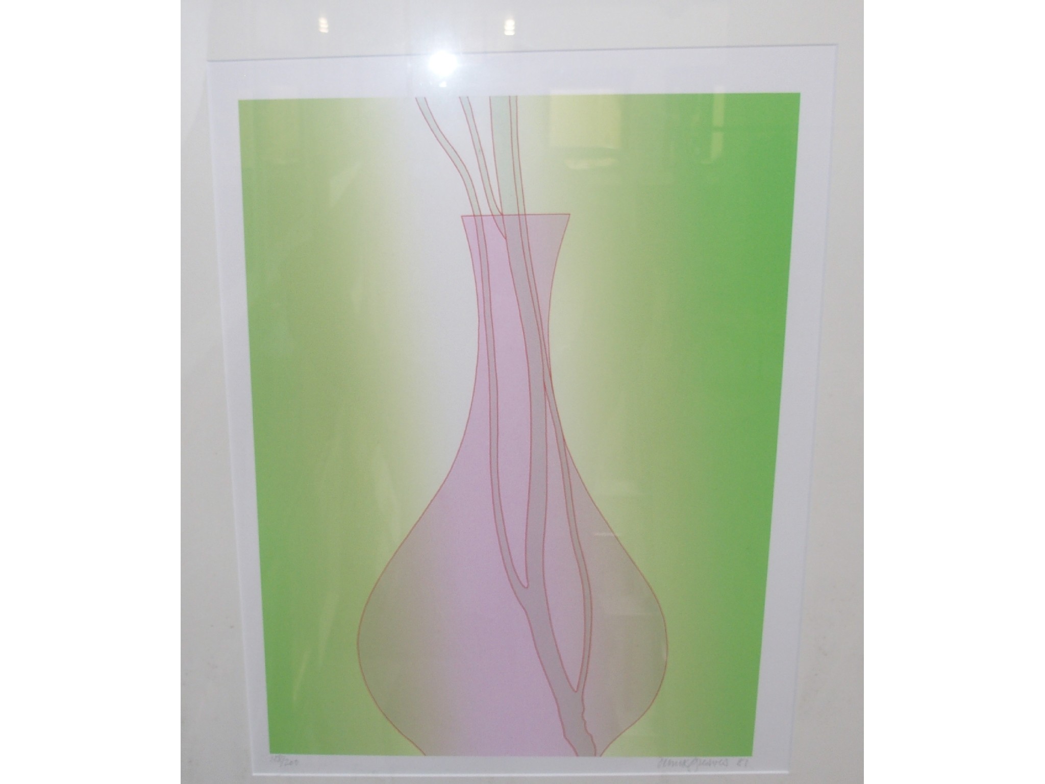 Appraisal: DERRICK GREAVES Vase signed and numbered screenprint