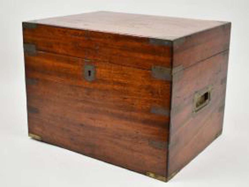 Appraisal: EARLY VICTORIAN MAHOGANY CAMPAGNE CELLERETTE th Century Rectangular with brass