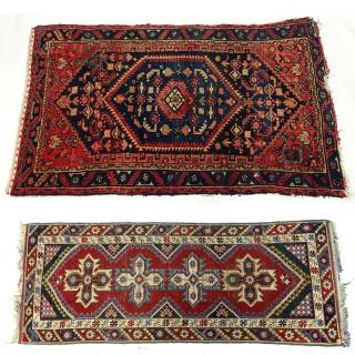 Appraisal: Grouping of Two Semi-Antique Handmade Rug and Runner Rug is