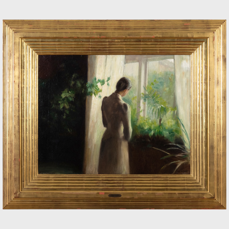 Appraisal: Carl Hols e - Woman at a Window Oil on